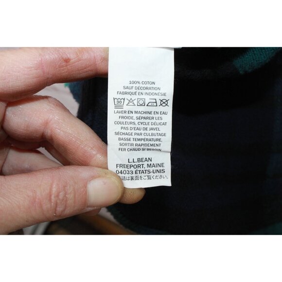 LL Bean Signature Heritage Textured Flannel Shirt Admiral Navy Size L - Picture 10 of 12